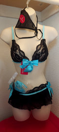 Sensual Black & Blue Garter Set