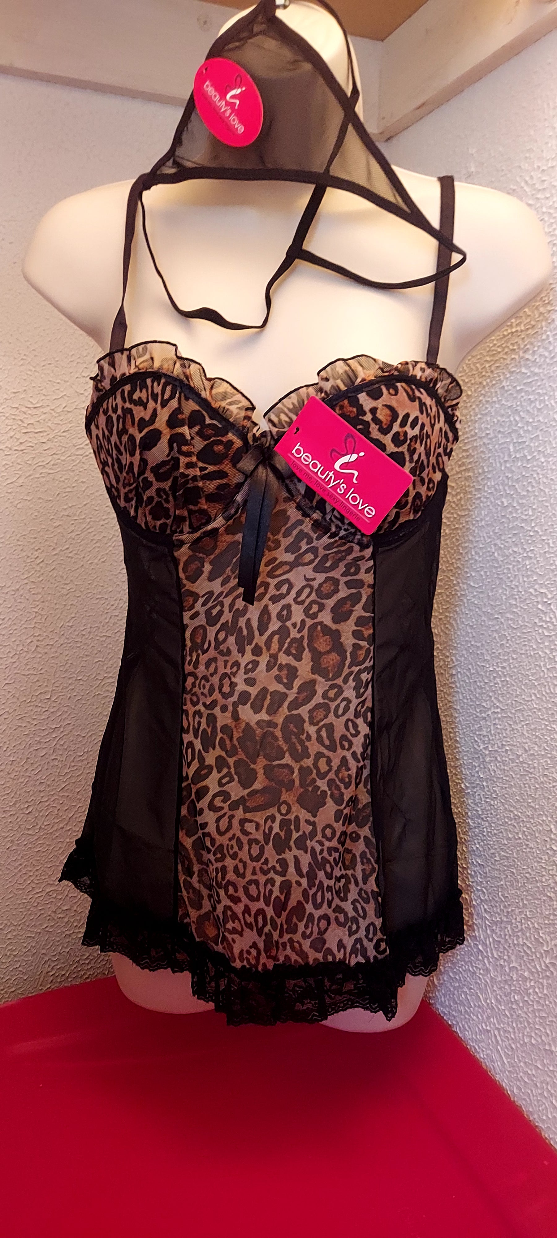 Underwire Leapard Print Babydoll
